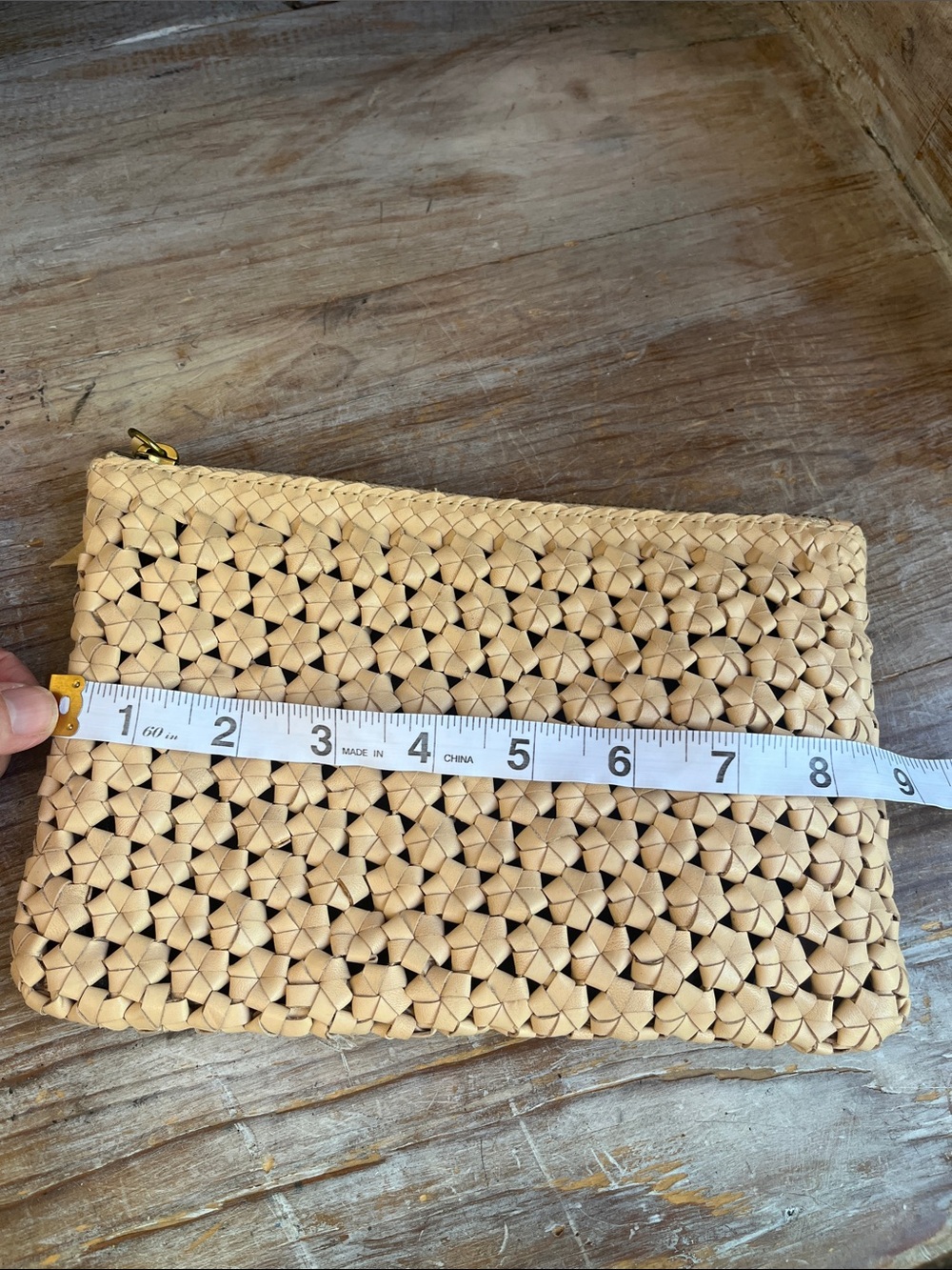 🤍 Madewell The Leather Pouch Clutch Crochet Edition Marzipan - Picture 8 of 10